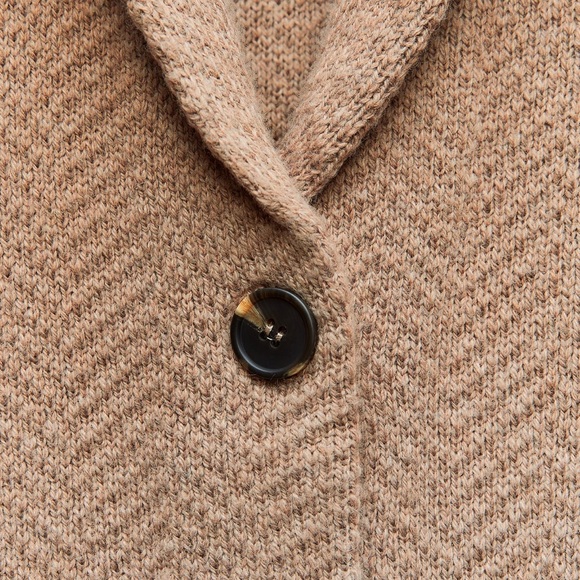 Zara textured long knit coat Taupe/ brown NWT - Picture 7 of 8